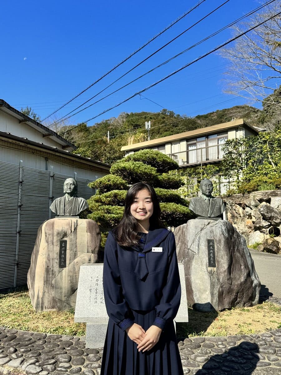 A Uudam Mongol School student at a partner school in Japan